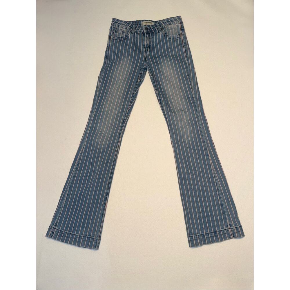 Rock & roll denim girls striped flare trouser with adjustable waistband